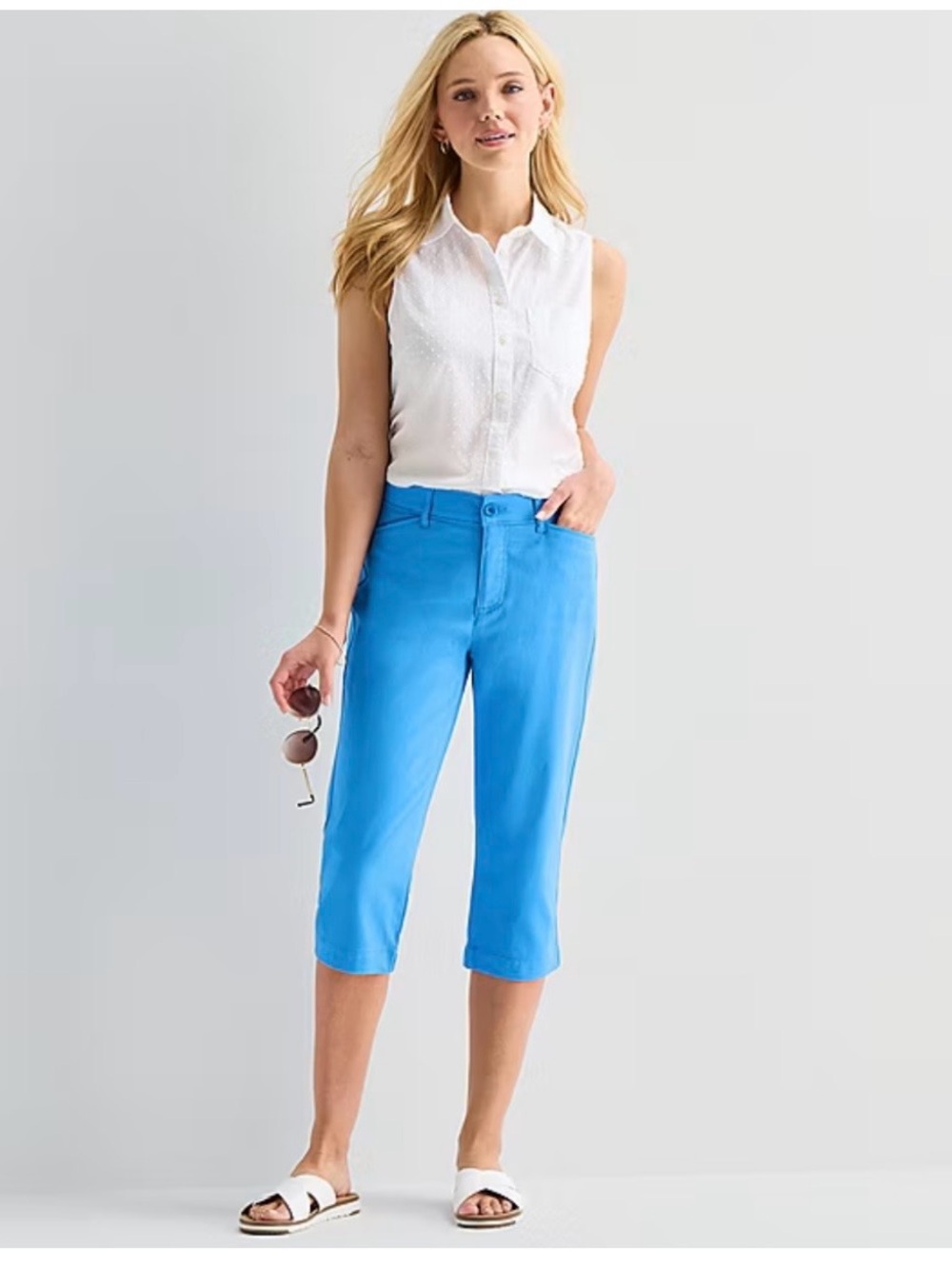 St.John’s Bay Light Blue Crop Capri Pants - Lightweight Women's Summer Pants